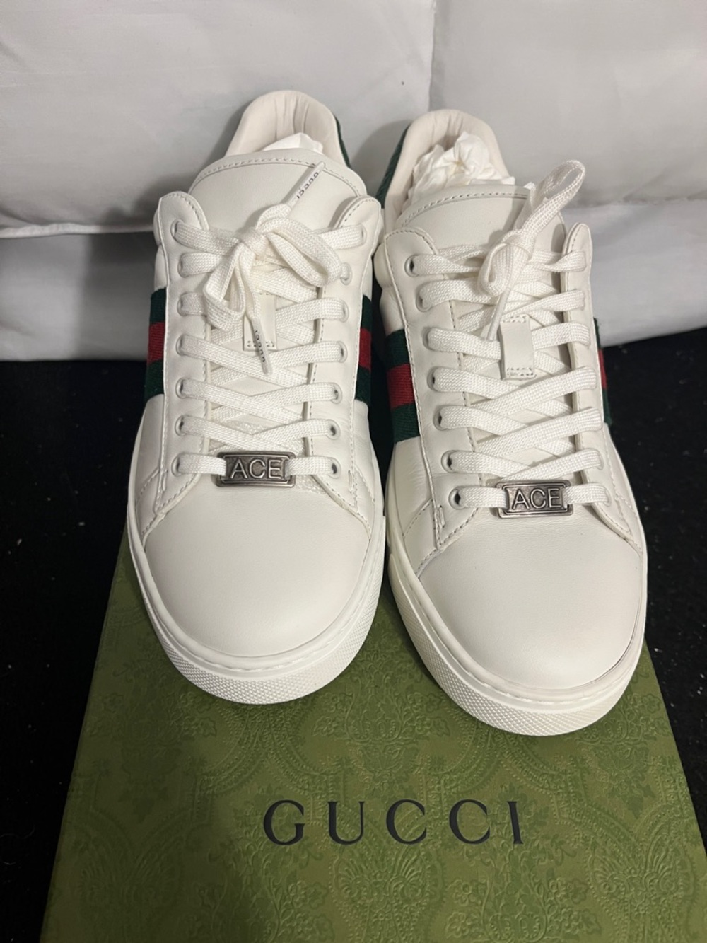 Gucci - Brand New Women's Gucci White Ace Sneaker with Web. NWB - Picture 9 of 16